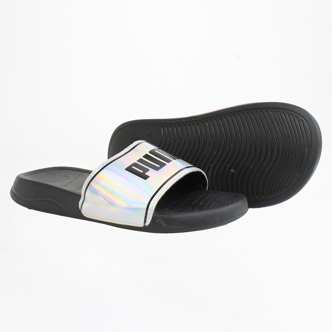 Puma Popcat 20 Iridescent Womens Black/Silver Sliders NO BOX