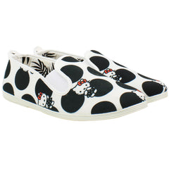 Flossy Style Hello Kitty Womens Black/White Plimsolls