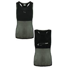 Puma Round Neck Black Sleeveless Womens Evide Open Mesh Tank Top 596305 01