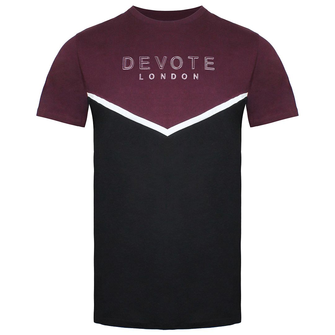 Devote London Conrad Mens Black/Burgundy T-Shirt