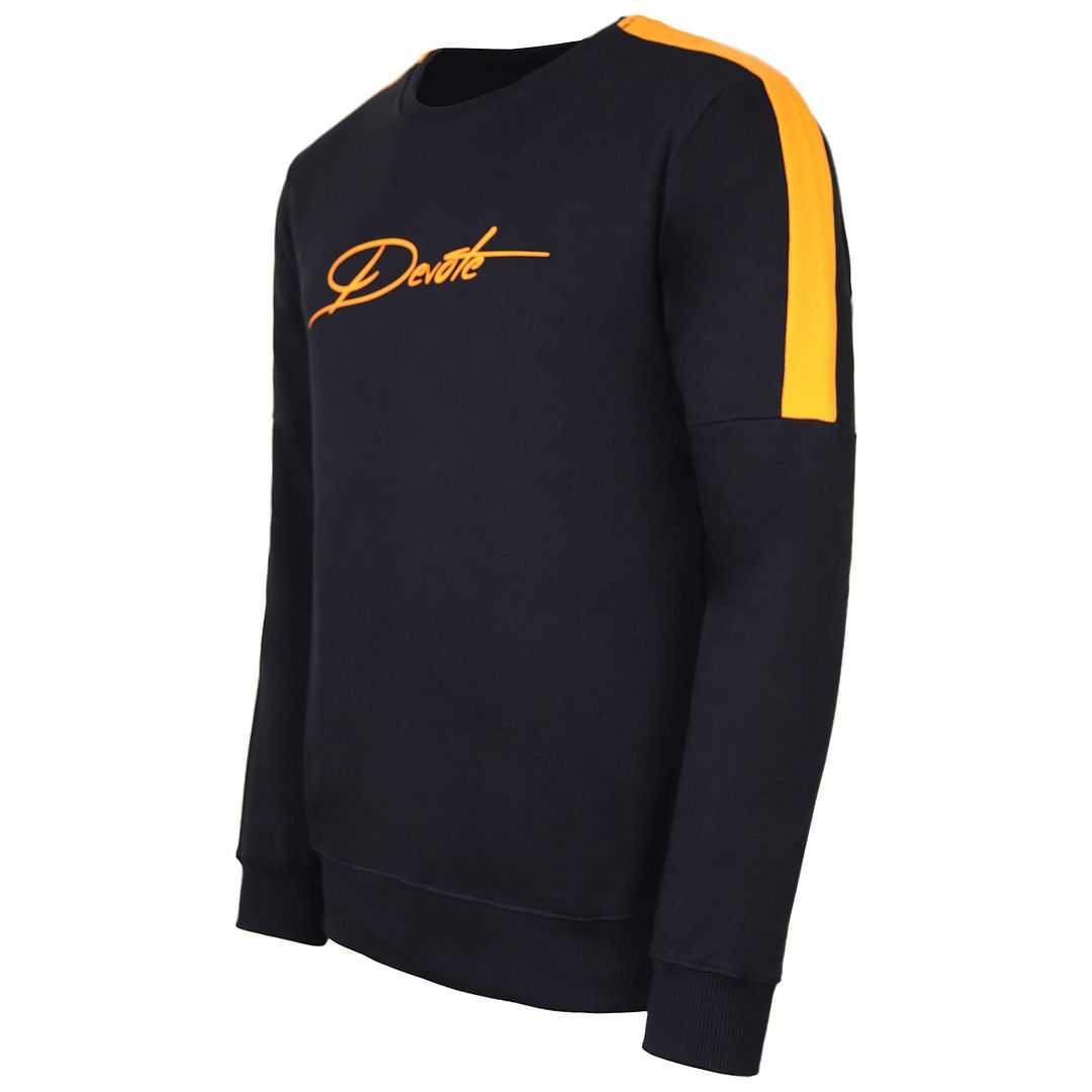 Devote London Baldwin Mens Black/Orange Sweater