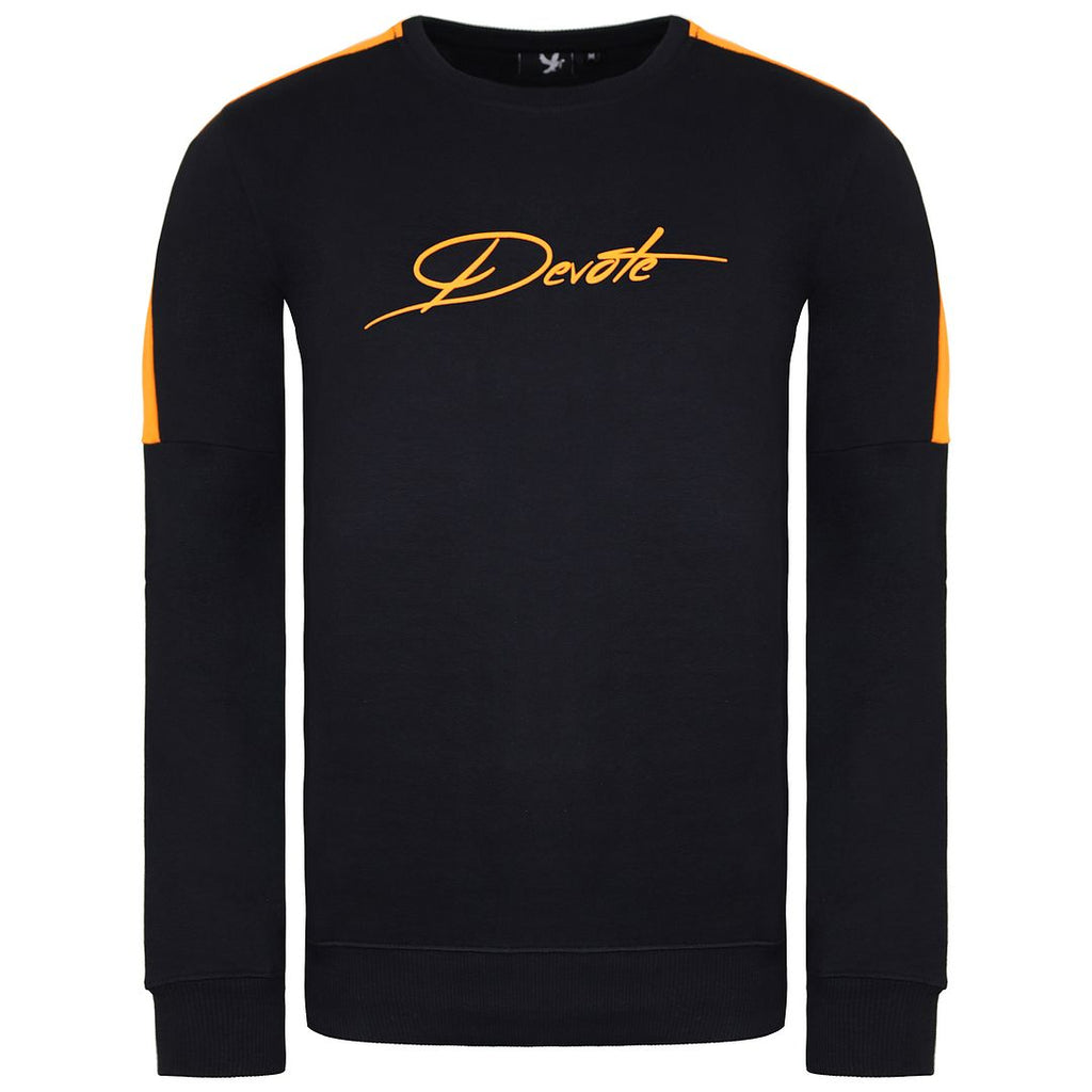 Devote London Baldwin Mens Black/Orange Sweater