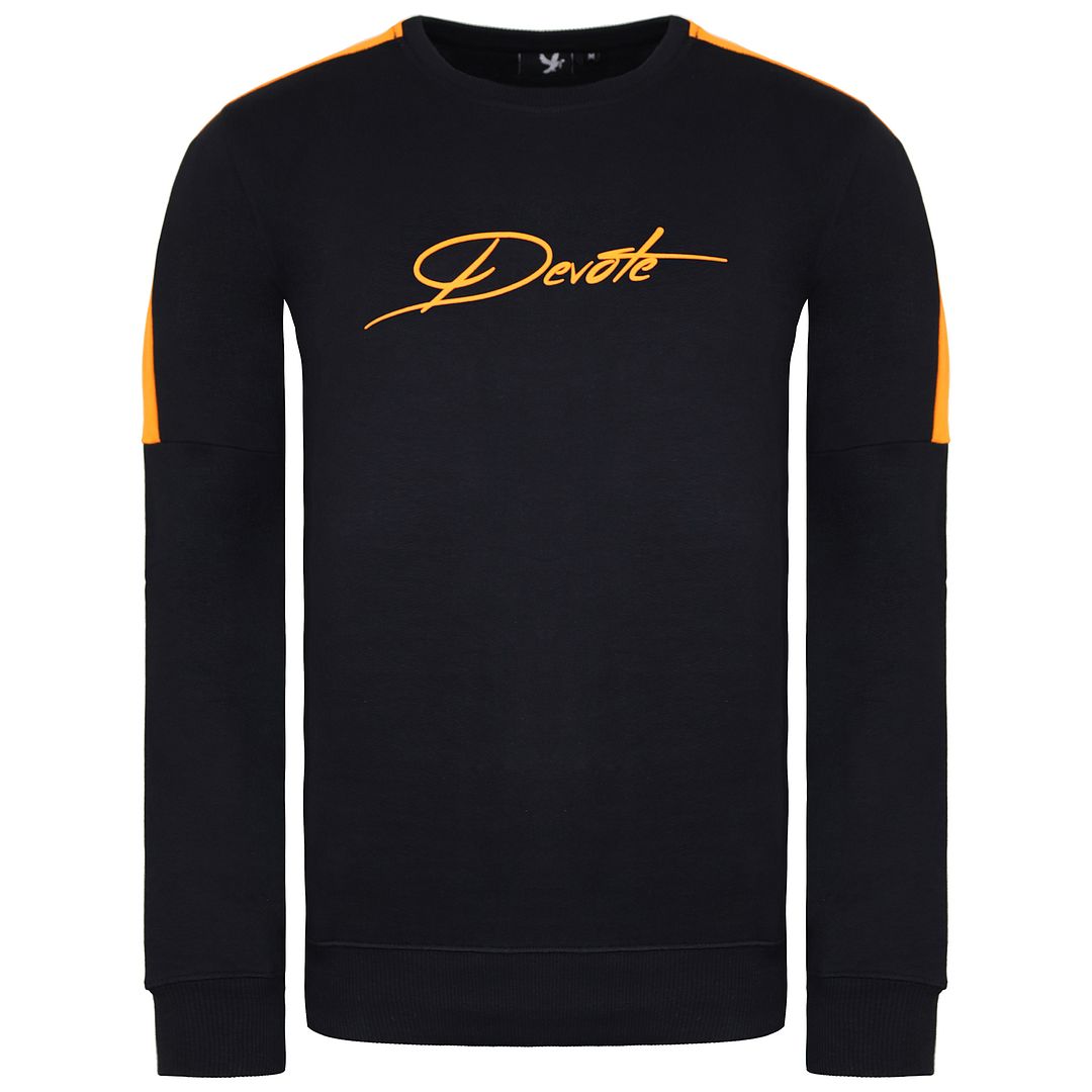 Devote London Baldwin Mens Black/Orange Sweater