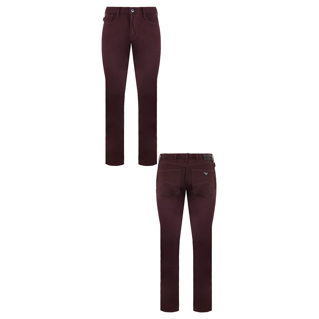 Armani Jeans Slim Fit Mens Burgundy Jeans