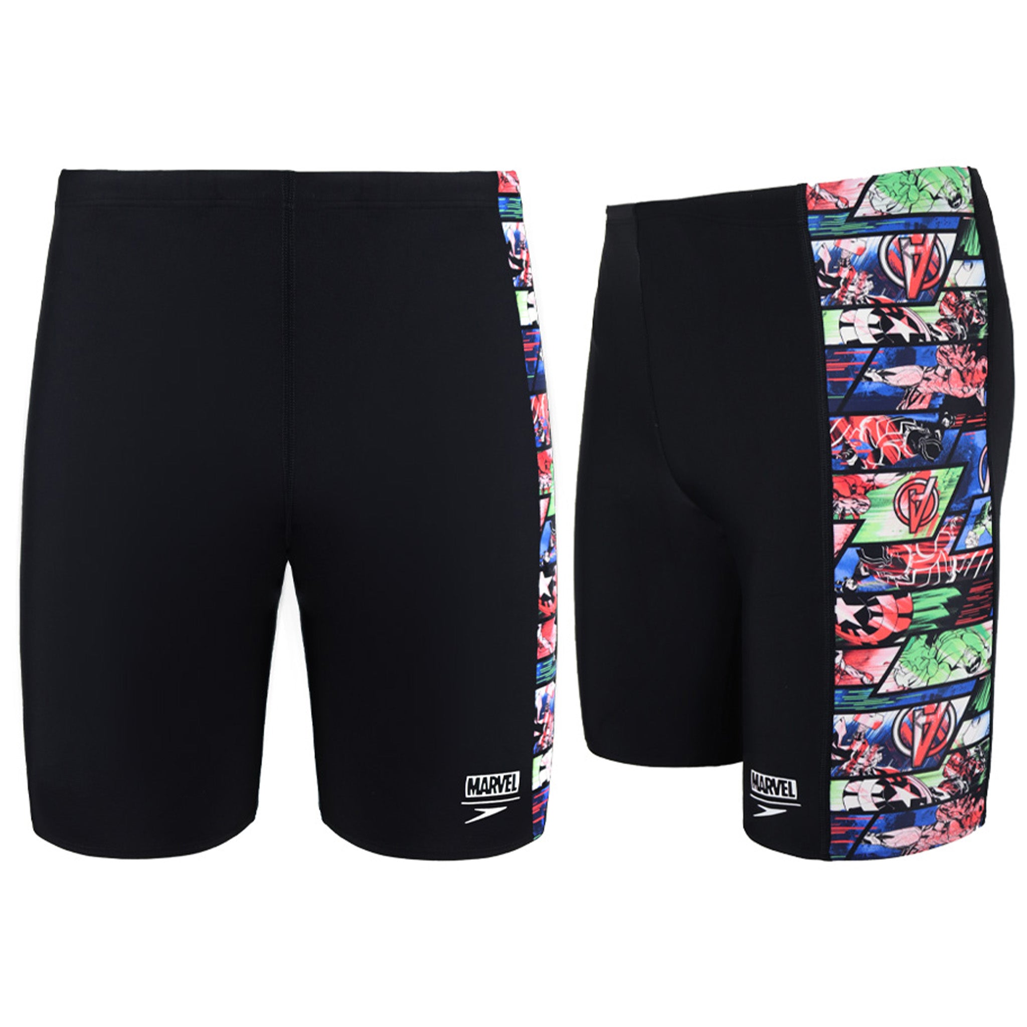 Speedo All Over Print Marvel Avengers Mens Black Jammer