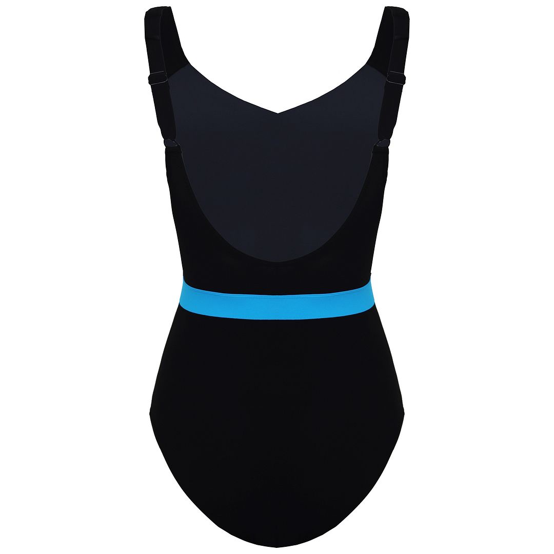 Speedo Sculpture CrystalGleam Black/Blue Womens One Piece Swimsuit 8 10832C648