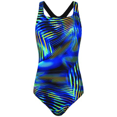 Speedo Printed Medalist Womens Black/Blue Swimsuit