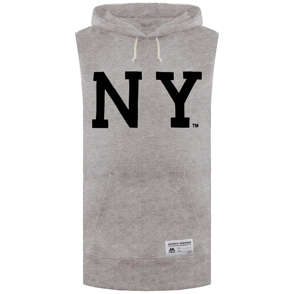 Majestic NY Topliss Mens Grey Sleeveless Hoodie