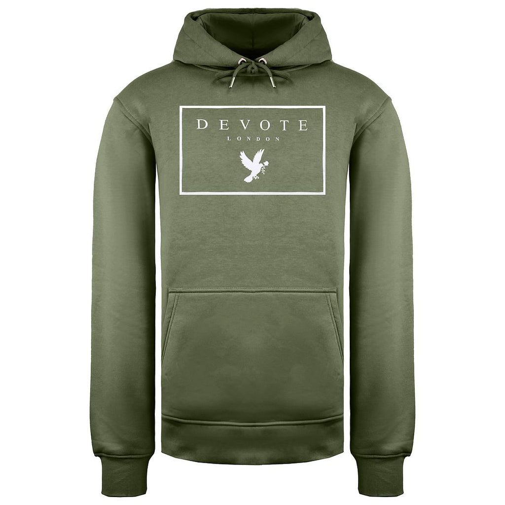 Devote London Mens Olive/White Hoodie