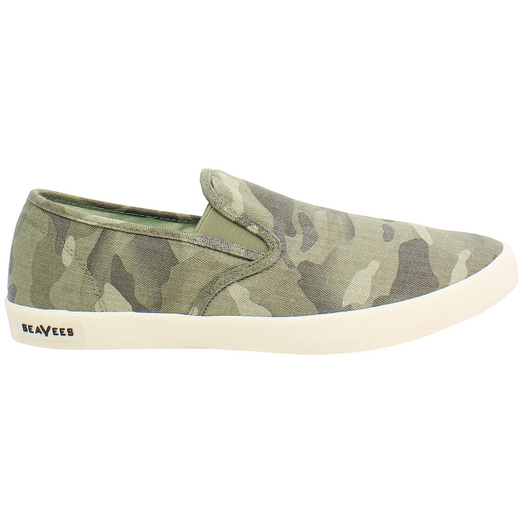 Seavees Baja Saltwash Mens Green Plimsolls