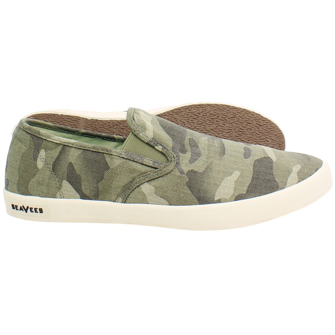 Seavees Baja Saltwash Mens Green Plimsolls