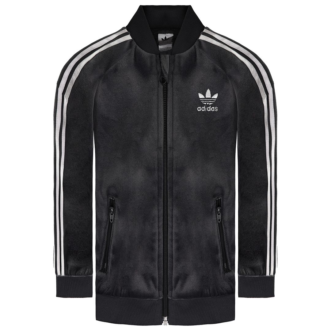 Adidas Velour Kids Black Tracksuit