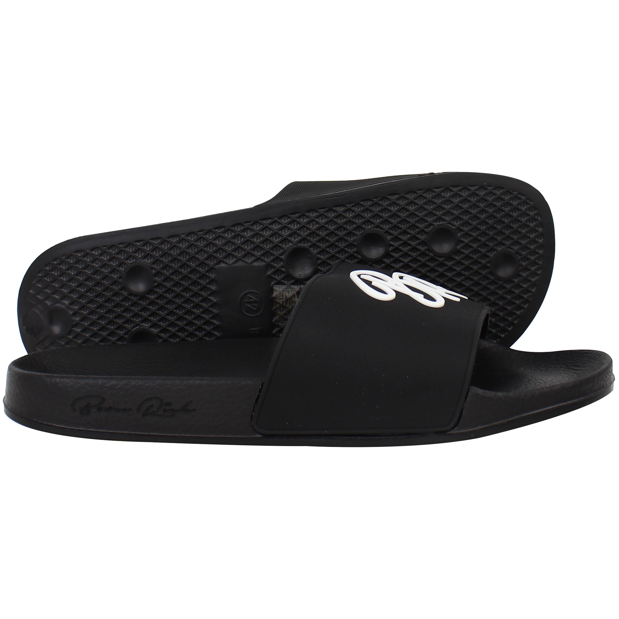 Born Rich Barreca Mens Black/White Sliders