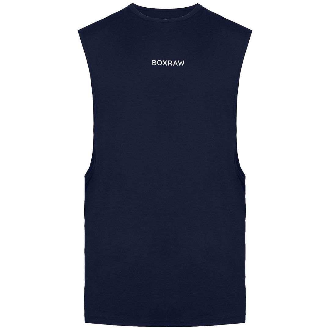 BoxRaw SMRT-TEC Mens Navy Blue Muscle Tank Top