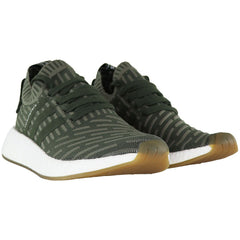 Adidas NMD_R2 Primeknit Lace-Up Green Synthetic Womens Running Trainers