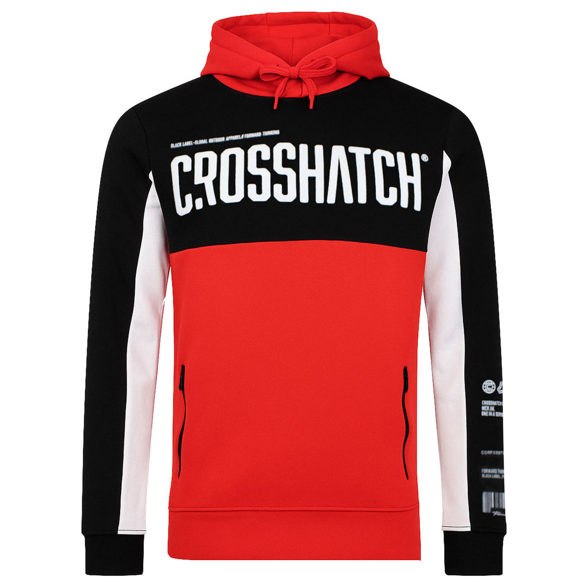 Crosshatch Compounds Panel Mens Black/Red Hoodie