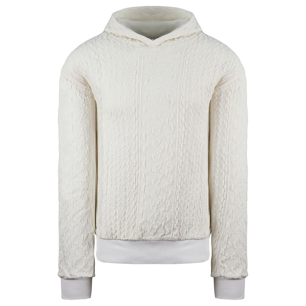 Criminal Damage Cable Knit Mens Off White Hoodie