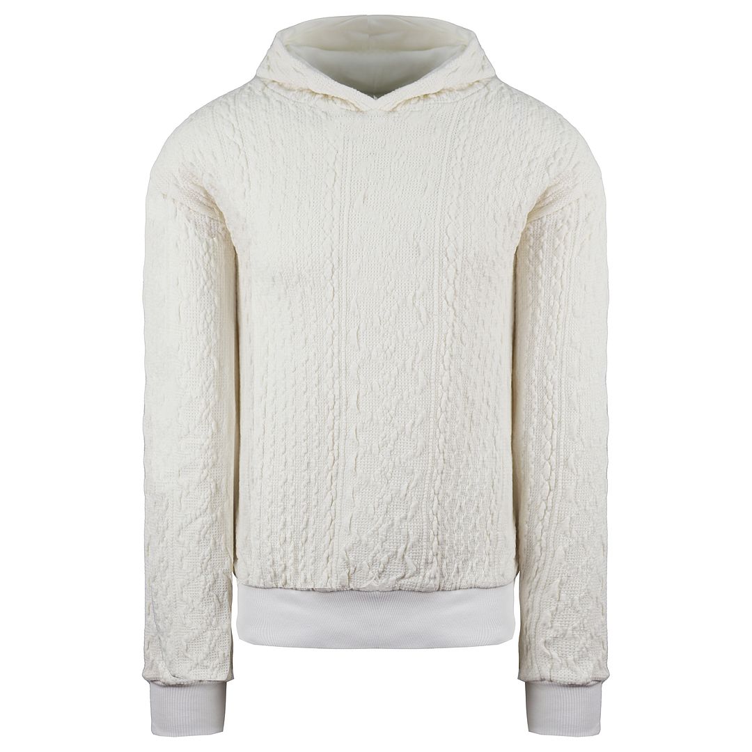 Criminal Damage Cable Knit Mens Off White Hoodie