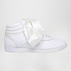 Reebok Freestyle High Satin Bow Womens White Trainers DIRTY