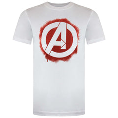 Marvel Avengers Stencil Logo Mens White T-Shirt