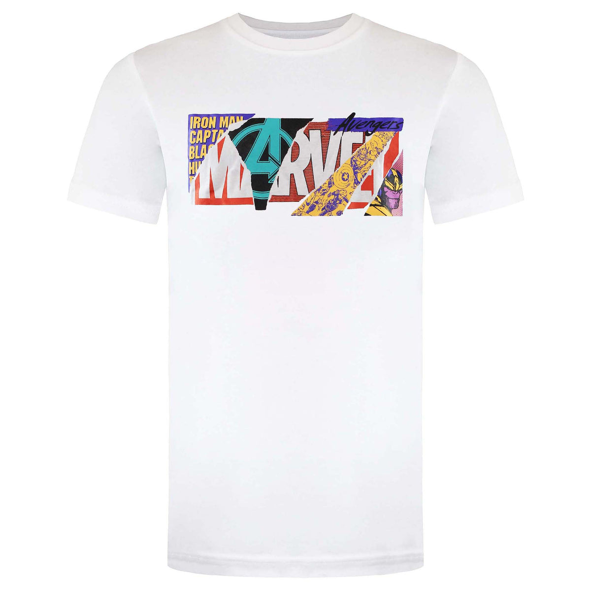 Marvel Scrap Book Logo Mens White T-Shirt