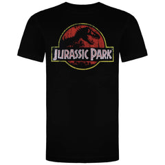 Jurassic Park Distressed Logo Mens Black T-Shirt