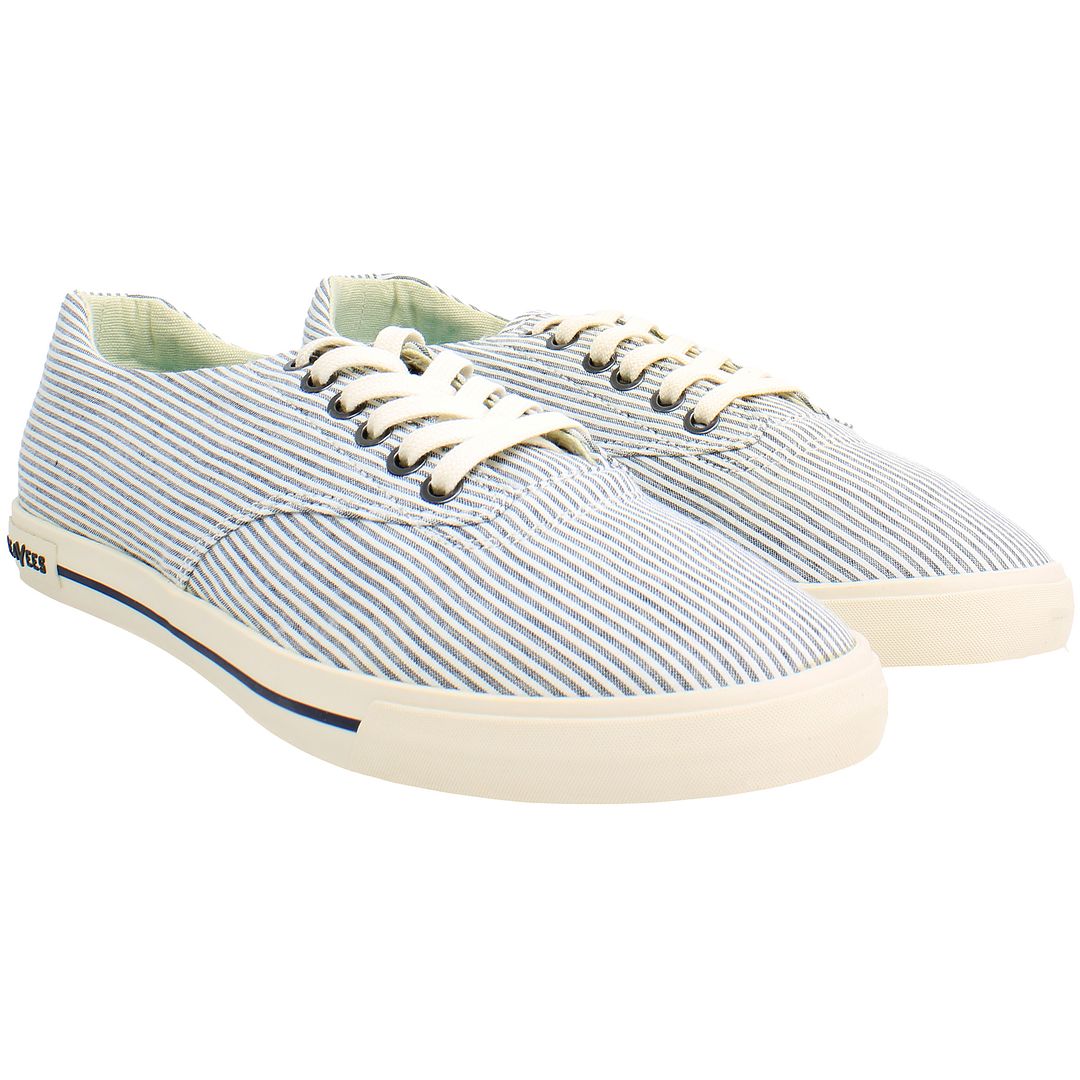 Seavees Hermosa Seersucker Mens Blue Plimsolls