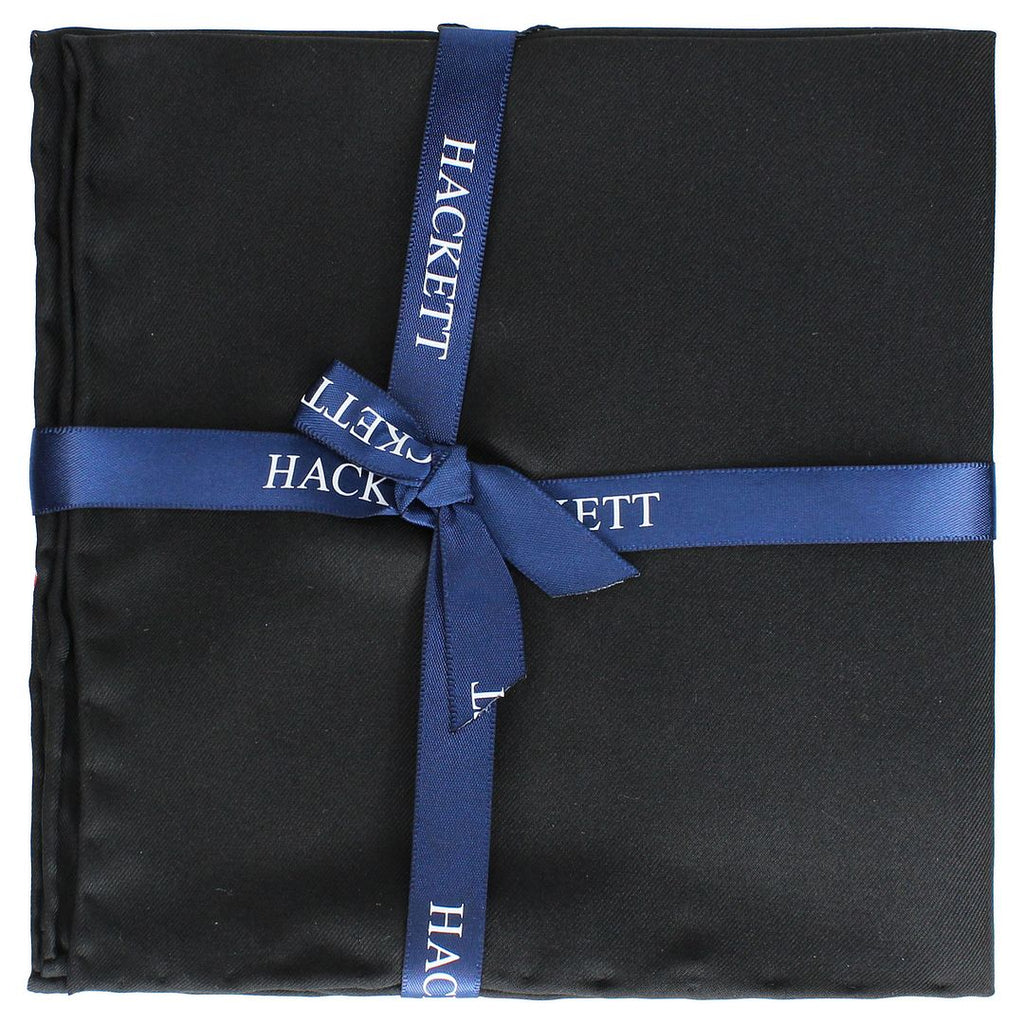 Hackett London Plain Satin Mens Black Hank Handkerchiefs