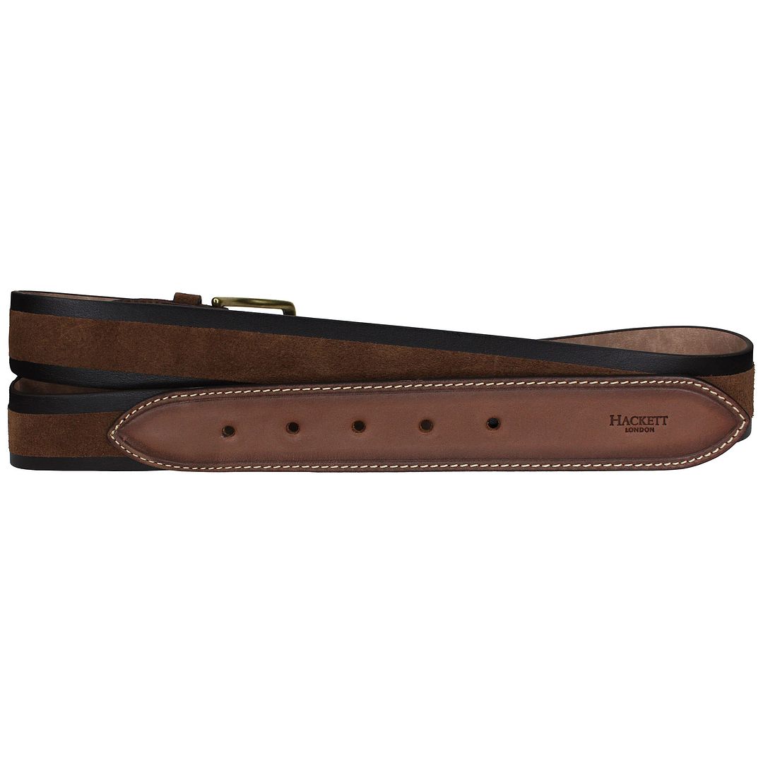 Hackett Inlay Leather Suede Mens Brown Belt