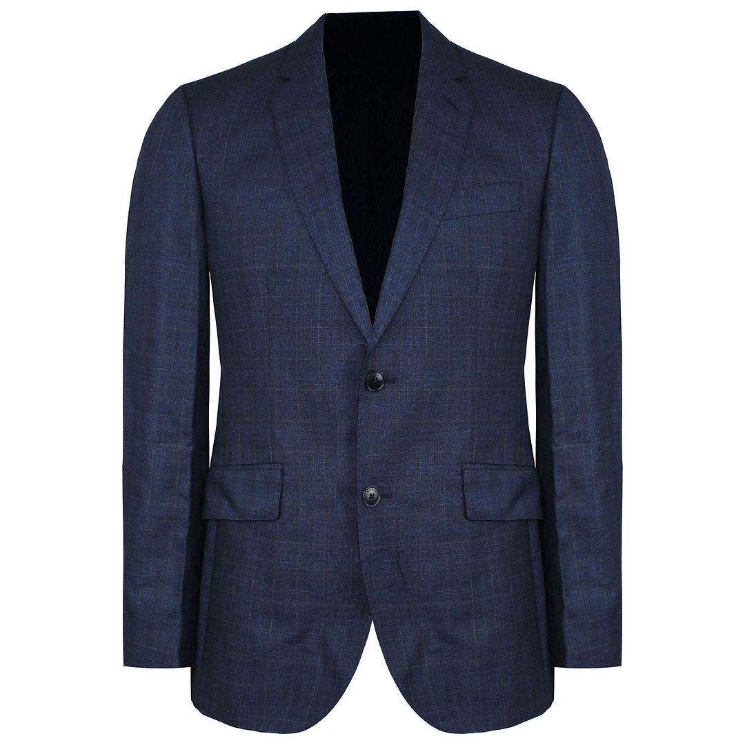 Hackett London 130S Fancy Checkered Mens Blue/Grey Suit