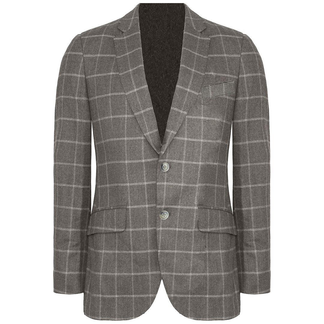 Hackett London Taupe Silk Wool Mens Beige Wpane Blazer