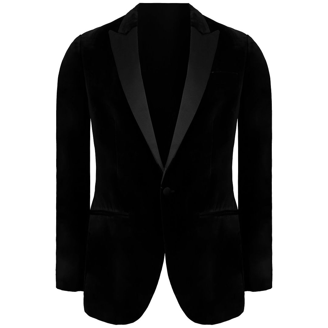 Hackett London Peak Lapel Mens Black Velvet Blazer