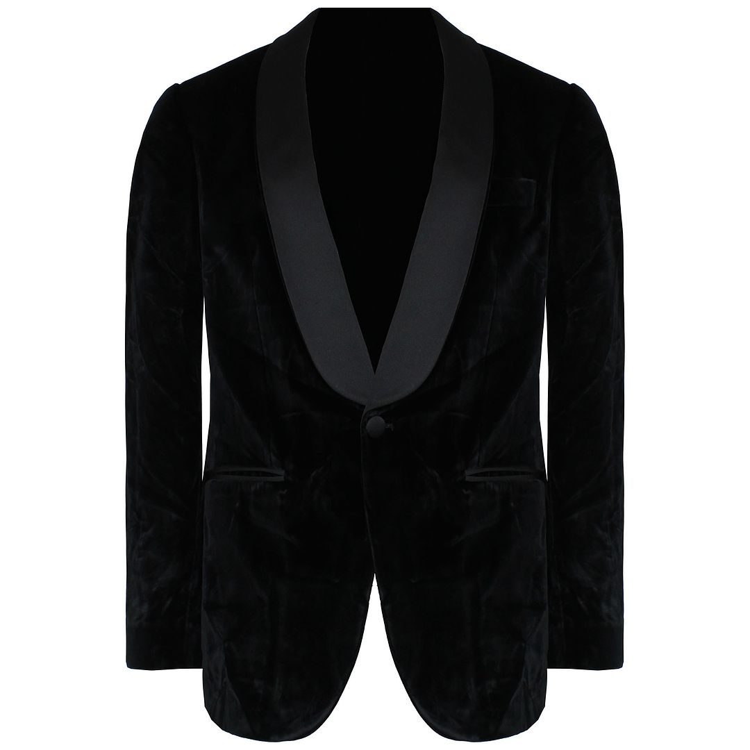 Hackett London Shawl Collar Velvet Mens Black Blazer