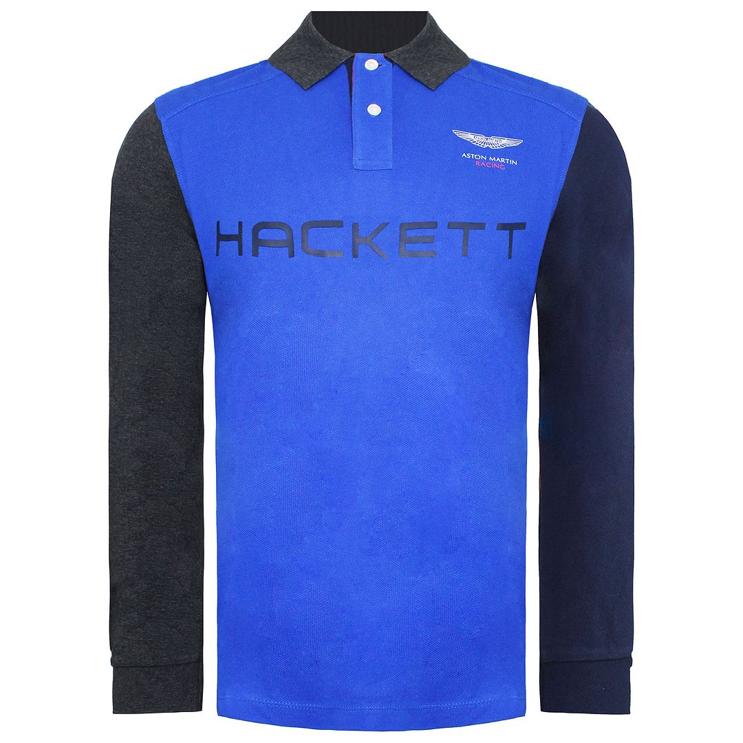 Hackett Aston Martin Racing Panel Mens Blue Polo Shirt