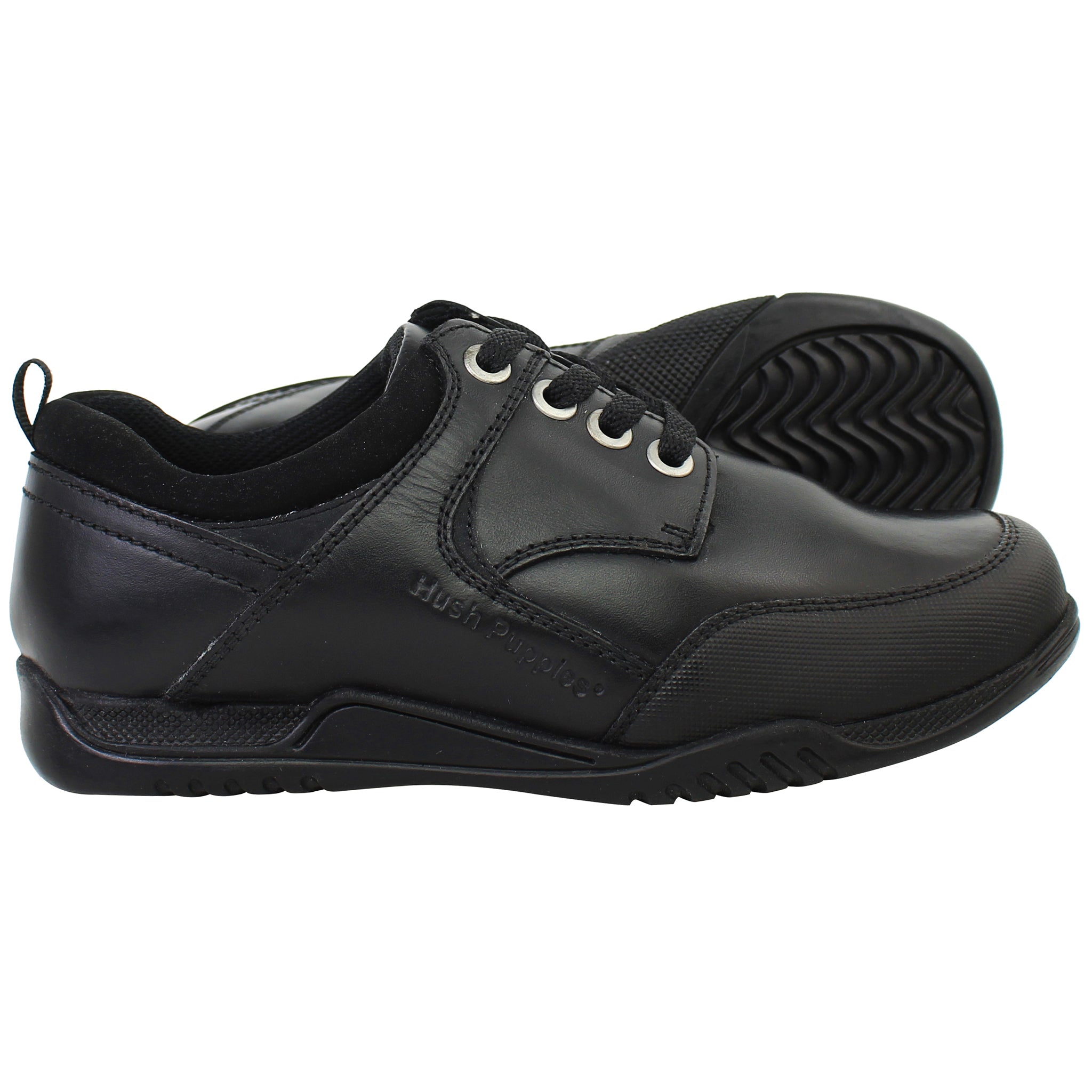 Hush Puppies Dexter Kids Black Shoes