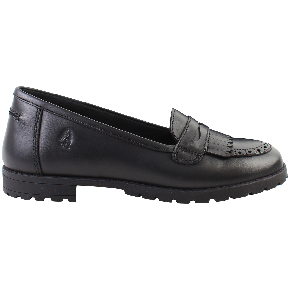 Hush Puppies Emer Kids Black Shoes (Wide)