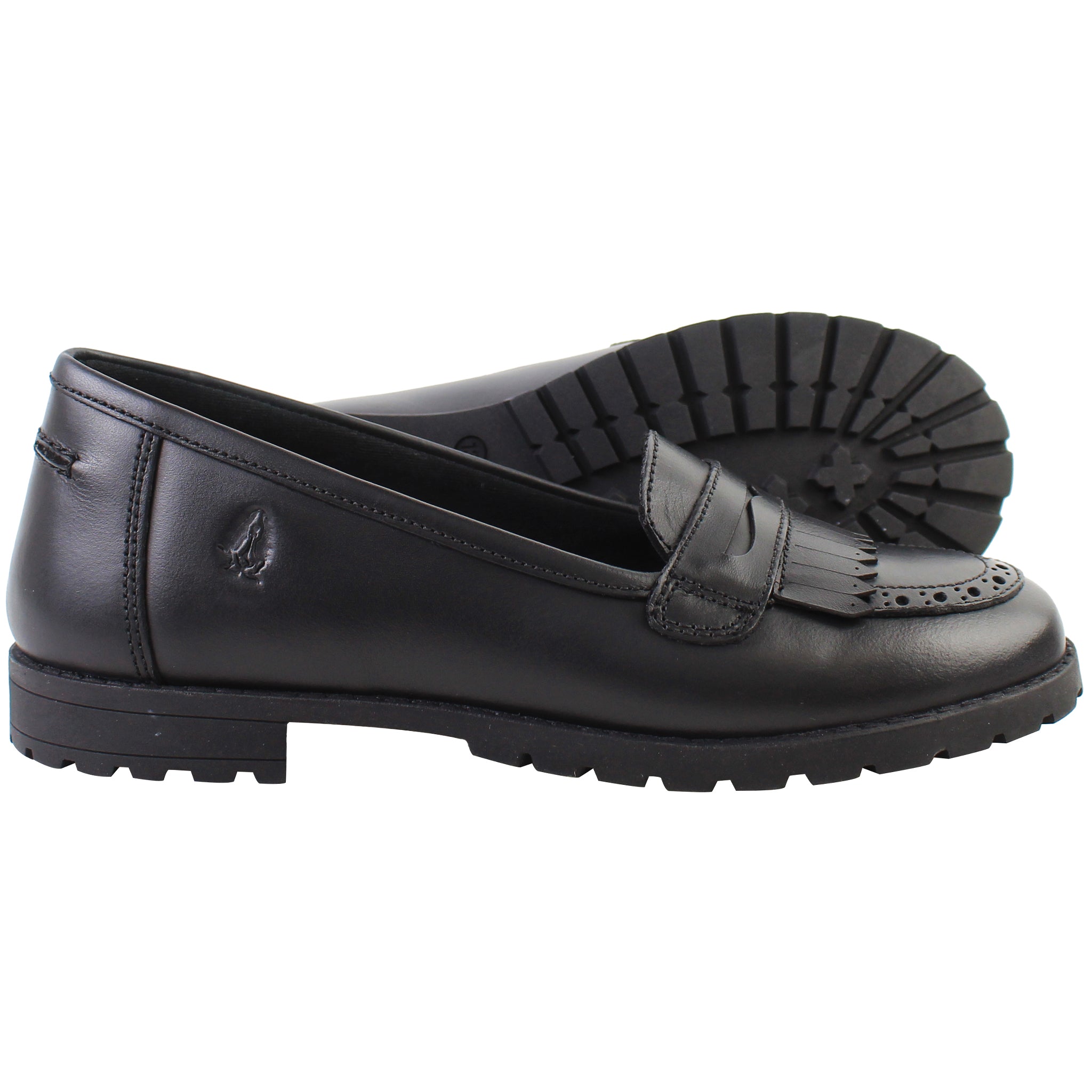 Hush Puppies Emer Kids Black Shoes (Wide)