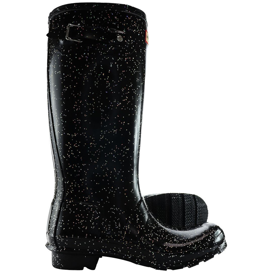 Hunter Giant Glitter Kids Black Wellies Boots