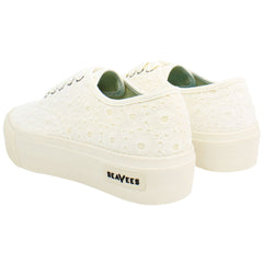 Seavees Legend Platform Embroidery Womens White Shoes