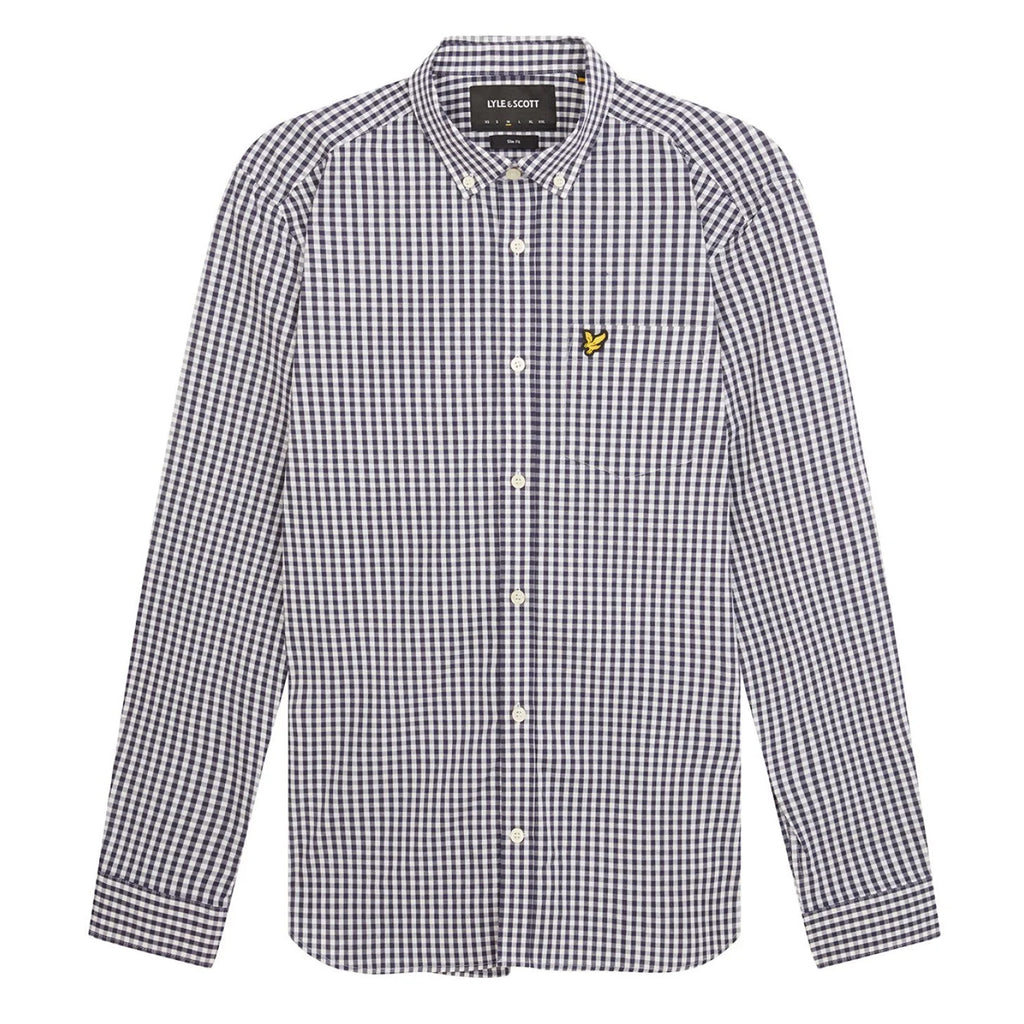 Lyle & Scott Slim Fit Mens Navy/White Gingham Shirt