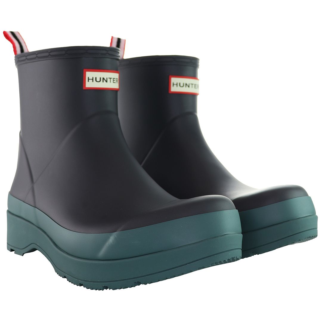 Hunter Play Short Mens Navy Wellington Boots