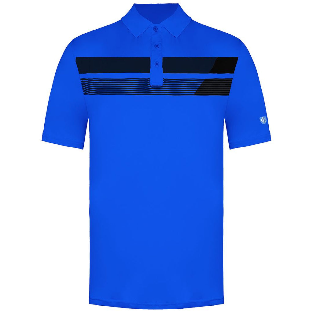 Island Green Asymetric Print Mens Blue Golf Polo Shirt