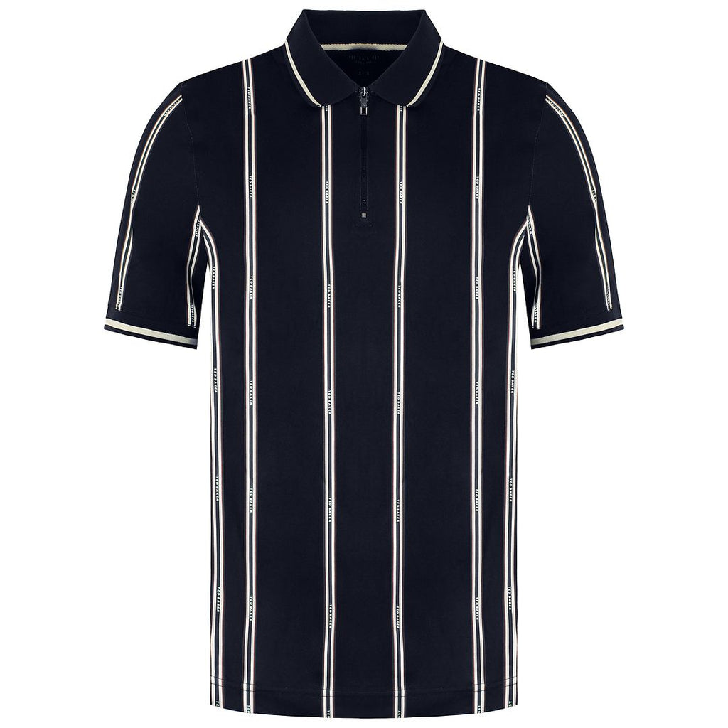 Ted Baker Sisons Mens Navy Striped Polo Shirt