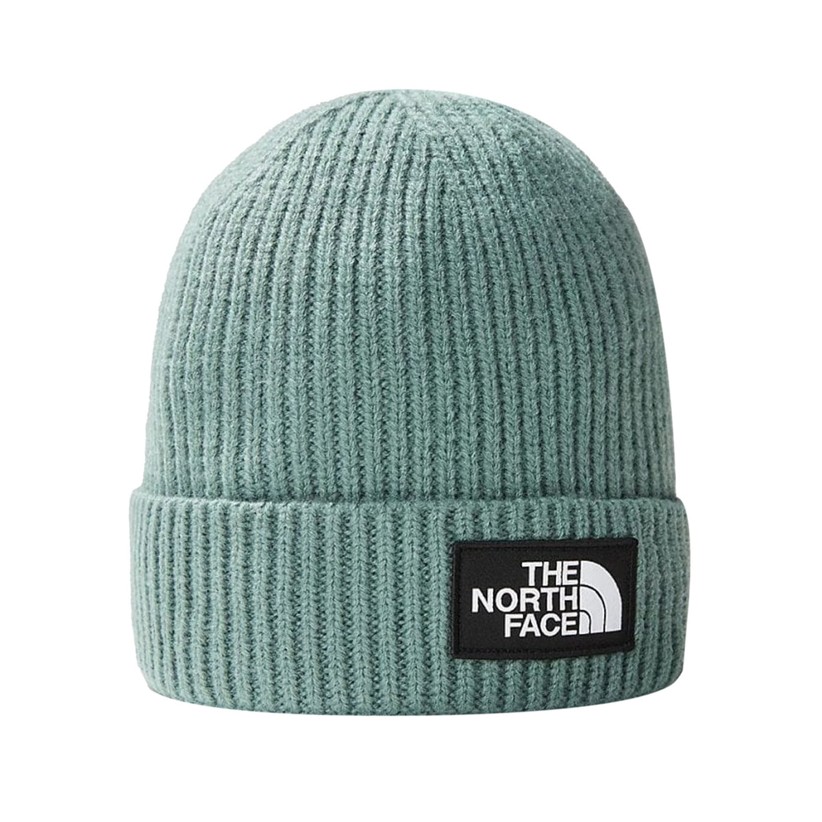 The North Face Logo Box Cuffed Green Beanie
