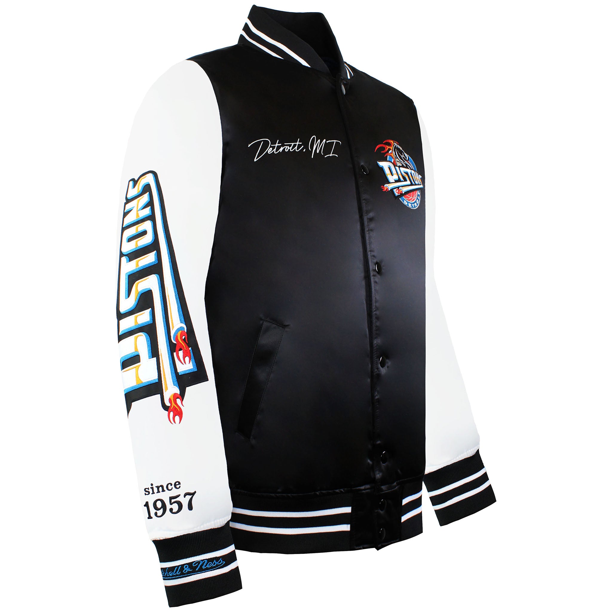 Mitchell & Ness NBA Detroit Pistons Mens Satin Bomber Jacket