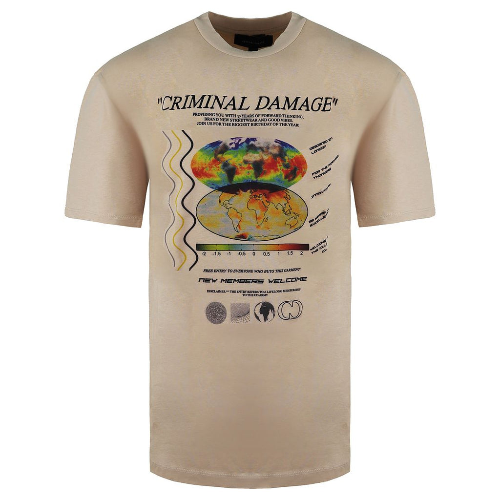 Criminal Damage Phase Rave Poster Mens Sand T-Shirt