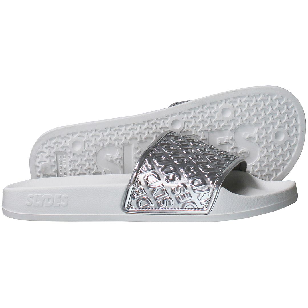 Slydes Sky Womens White/Silver Sliders