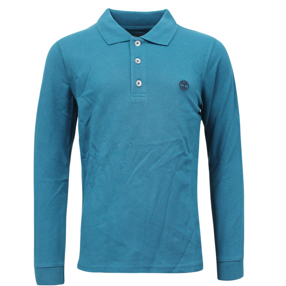 Timberland Long Sleeve Kids Boys Cotton Polo Shirts Top Teal