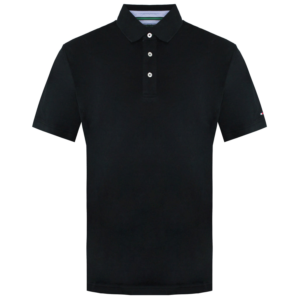 Tommy Hilfiger Short Sleeve Plain Black Collared Mens Polo Shirt TIM100 BLACK