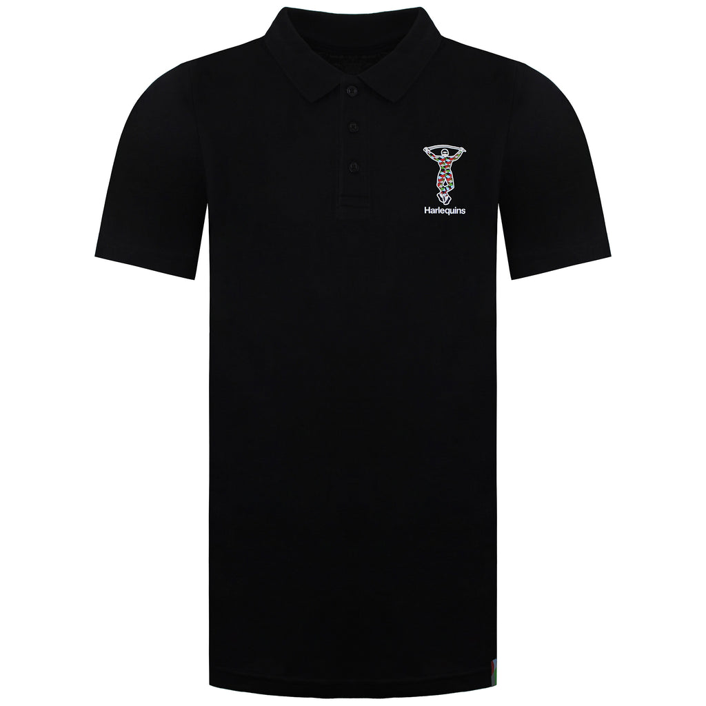 Castore Harlequins Mono Core Mens Black Rugby Polo Shirt